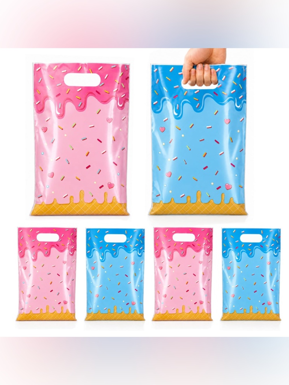 Party Treat Bags - Pink & Blue Ice Cream Sprinkle Design